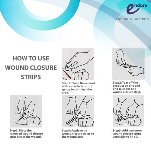 Endure Ind Wound Skin Closures, 5 on Each Sheet, 2 Sheets per Pouch, 5 Pouches per Box, 50 Total (1/4" x 4" Nude Tone)