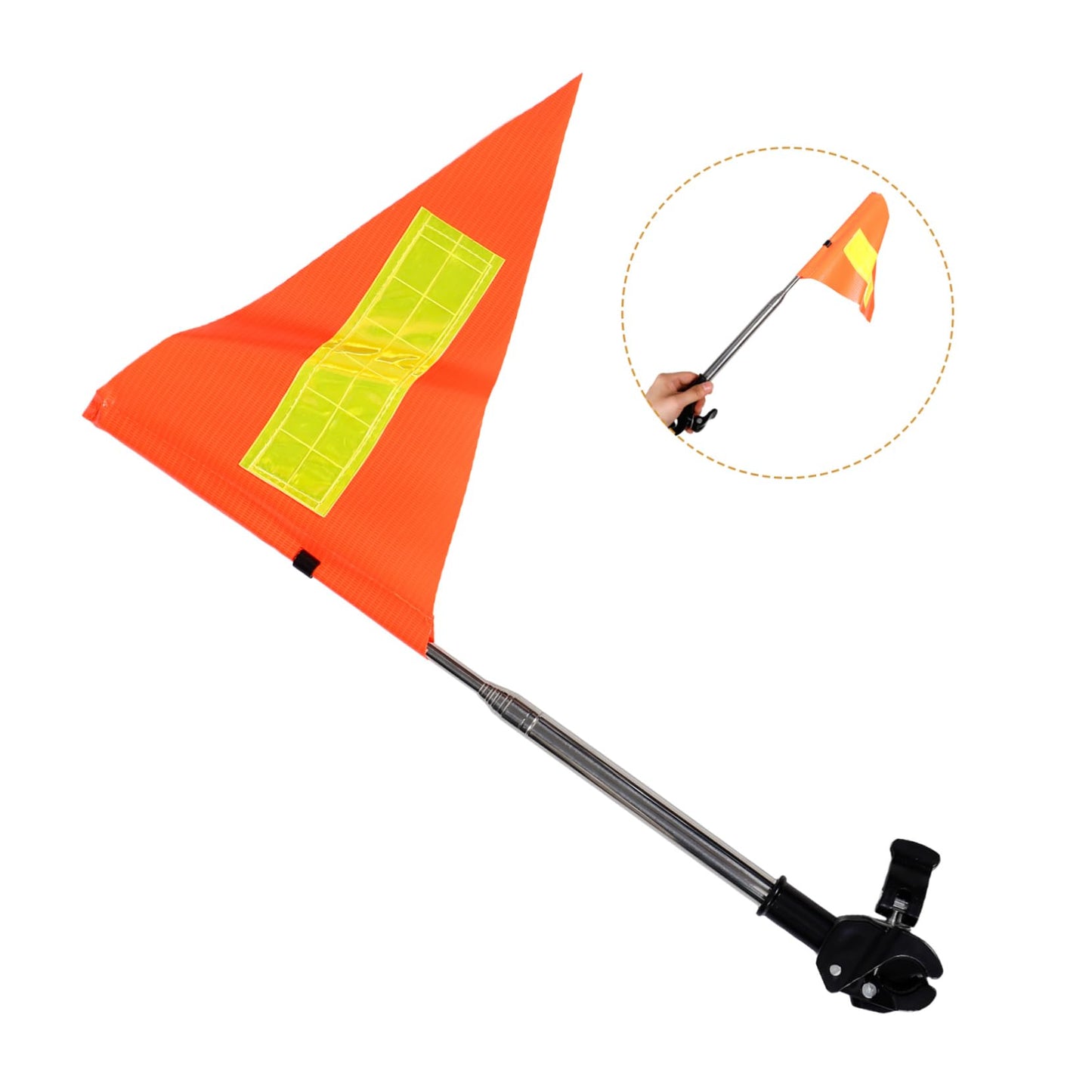 HAWILLOSCH Reflective Golf Cart Safety Flag Telescopic Pole Orange Triangle Flag for Wheelchairs Portable Adjustable Height for Outdoor Use