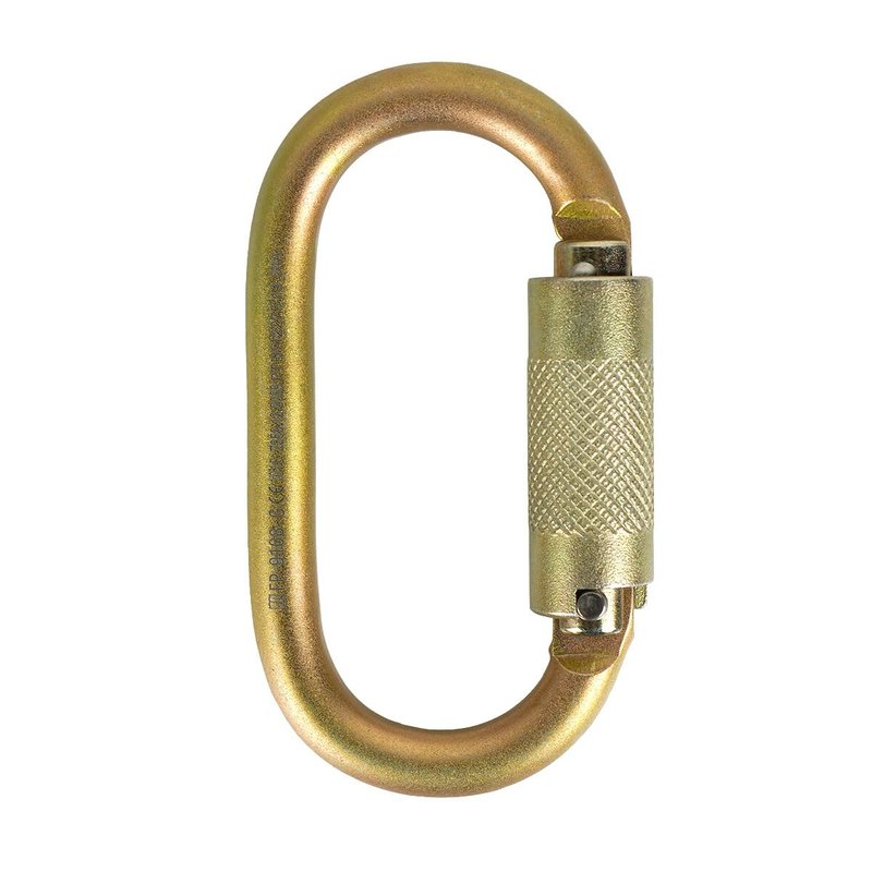 Fusion Climb Ovatti Military Tactical Edition Steel Auto Lock Oval Symmetrical Anchor Carabiner Gold, One Size (FP-9108-P-GLD)