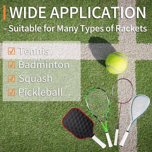 Tennis Racket Overgrip Tape - 6 Pack Precut Anti-Slip Absorbent - White
