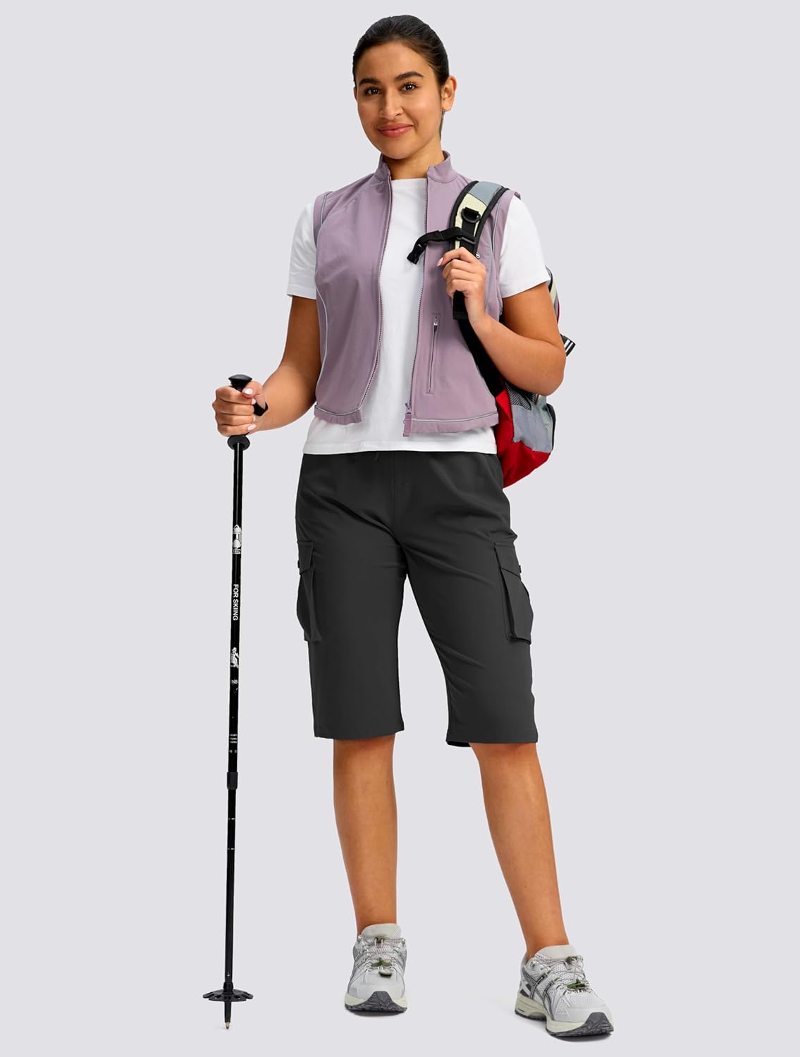 Viodia Women's Lightweight Cargo Bermuda Shorts - 15" Knee-Length for Summer Travel & Fishing