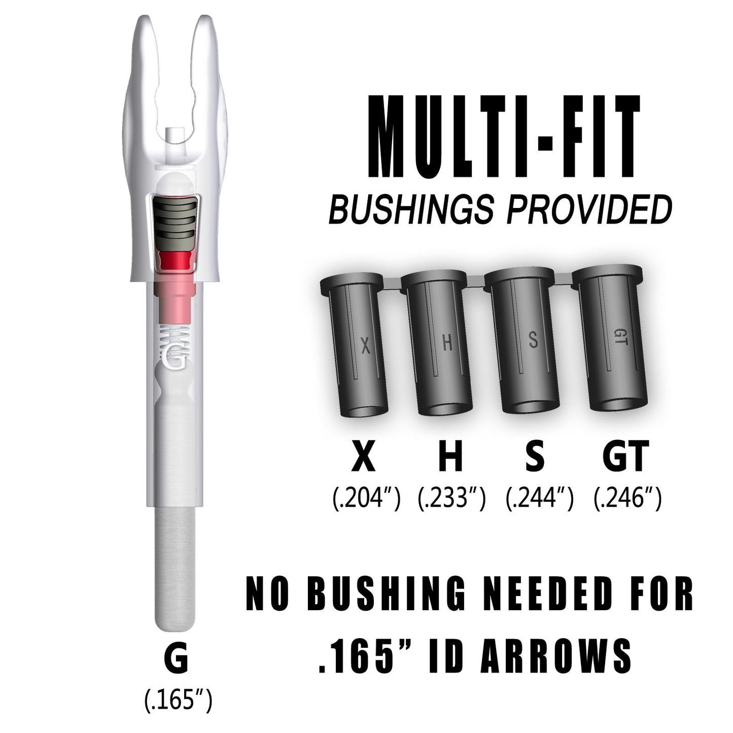 CosiComu 6PCS G Lighted Nocks for Arrows with .165 .204 .233 .244 .246 Inside Diameter with X, H, S, GT Bushings LED Light up Knocks (Red)
