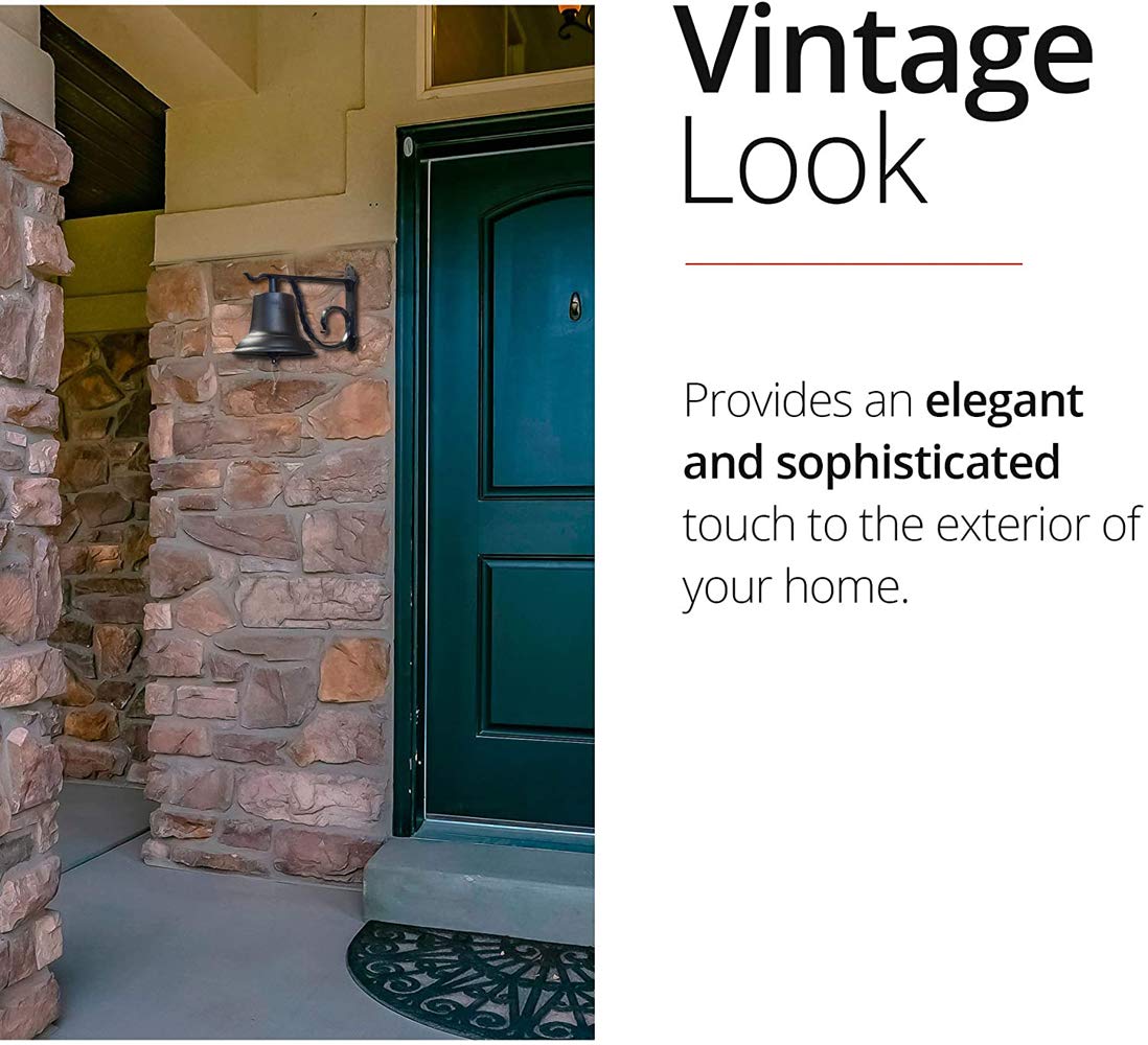 NACH Rustic Cast Iron Doorbell, Medium Door Bells for Homes, Classic Dinner Bell, Black Doorbell, 12.2 x 7.7 x 8.3 Inches, JS-90-096