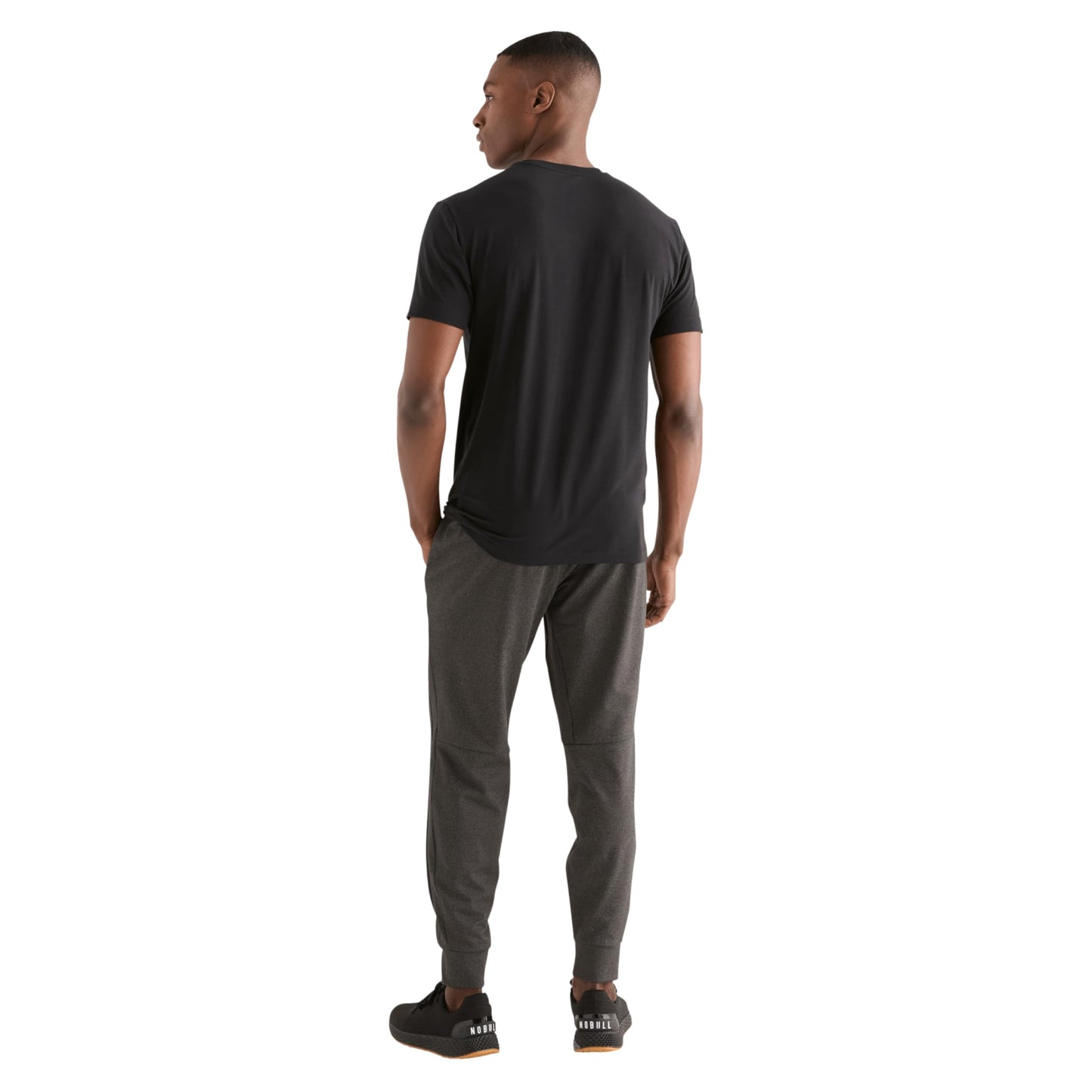 NOBULL Men's Tee | Moisture-Wicking Workout Top for Gym & Running, Athletic Fit, Stylish Activewear Graphic T-Shirt, Black, L