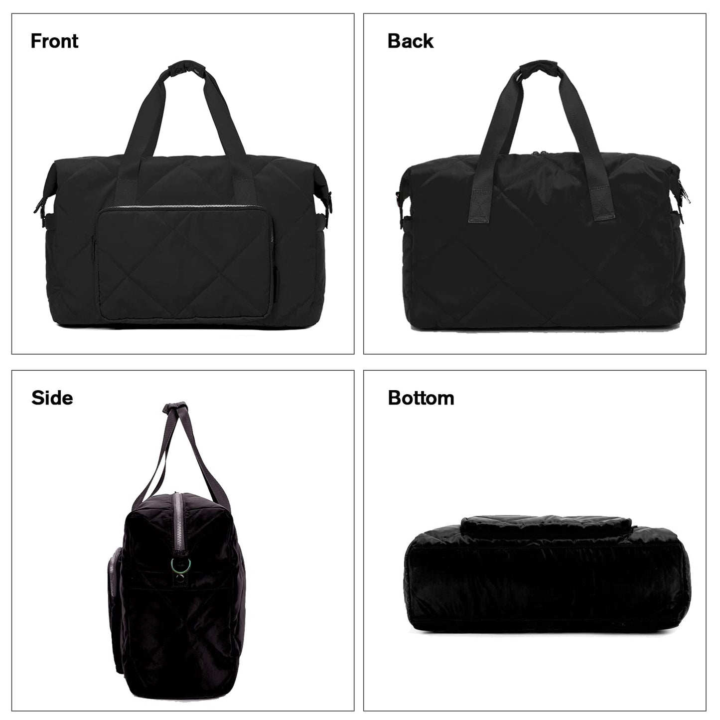 Sports Duffle Gym Bag for Women, Men- Lightweight Carry on Weekender Duffel Bag for Travel, Sports, Gym, Yoga - Water Resistant, Black