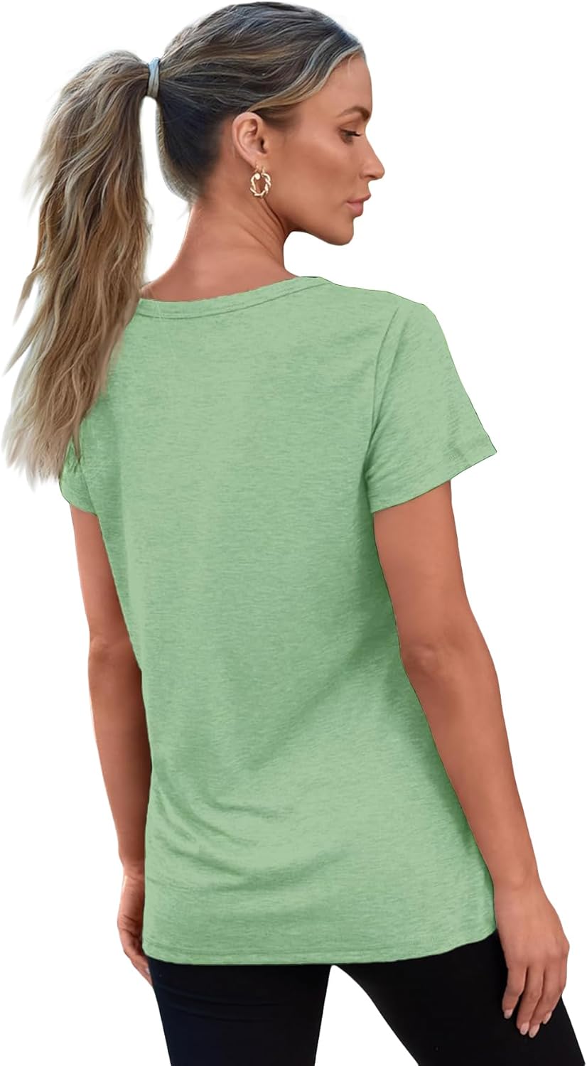 Skiennix V Neck T-Shirts for Women - Short Sleeve Casual Tops | Loose Fit Basic Tees (3/10 Pack)