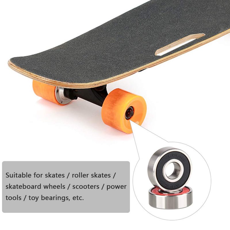 TIMESETL 20 Pack 608-2RS Ball Bearings, Double Rubber Sealed Miniature Deep Groove 608RS Bearings for Skateboards, Inline Skates, Scooters, Roller Blade Skates, 8 x 22 x 7mm