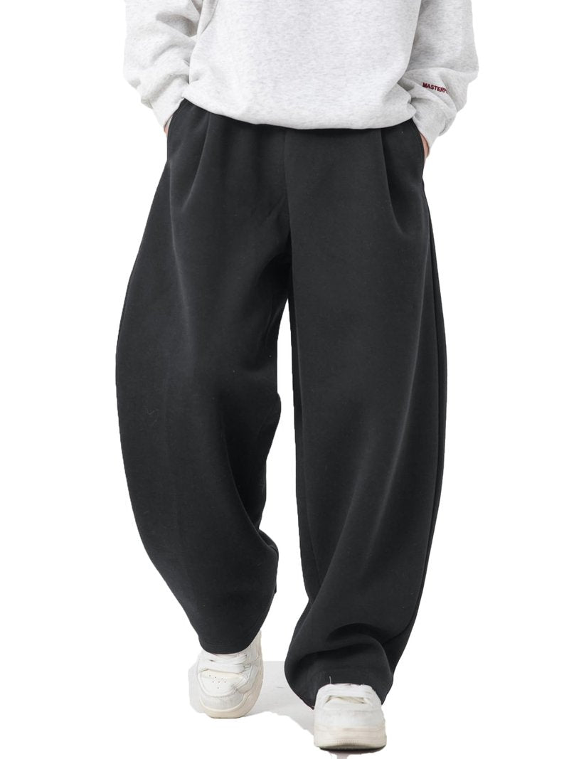 Mens Baggy Sweatpants Wide Leg Casual Elastic Waist Drawstring Athletic Loose Jogger Fall Sweat Pants Dark Grey