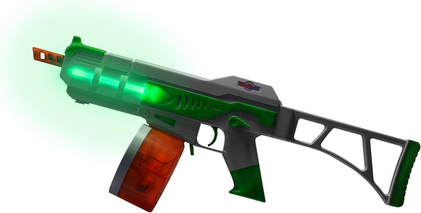 SplatRBall SRB1200 Water Gel Ball Blaster Kit - Glow-in-the-Dark, LED Lights, 225 FPS, 1200-Round Drum - Green/White