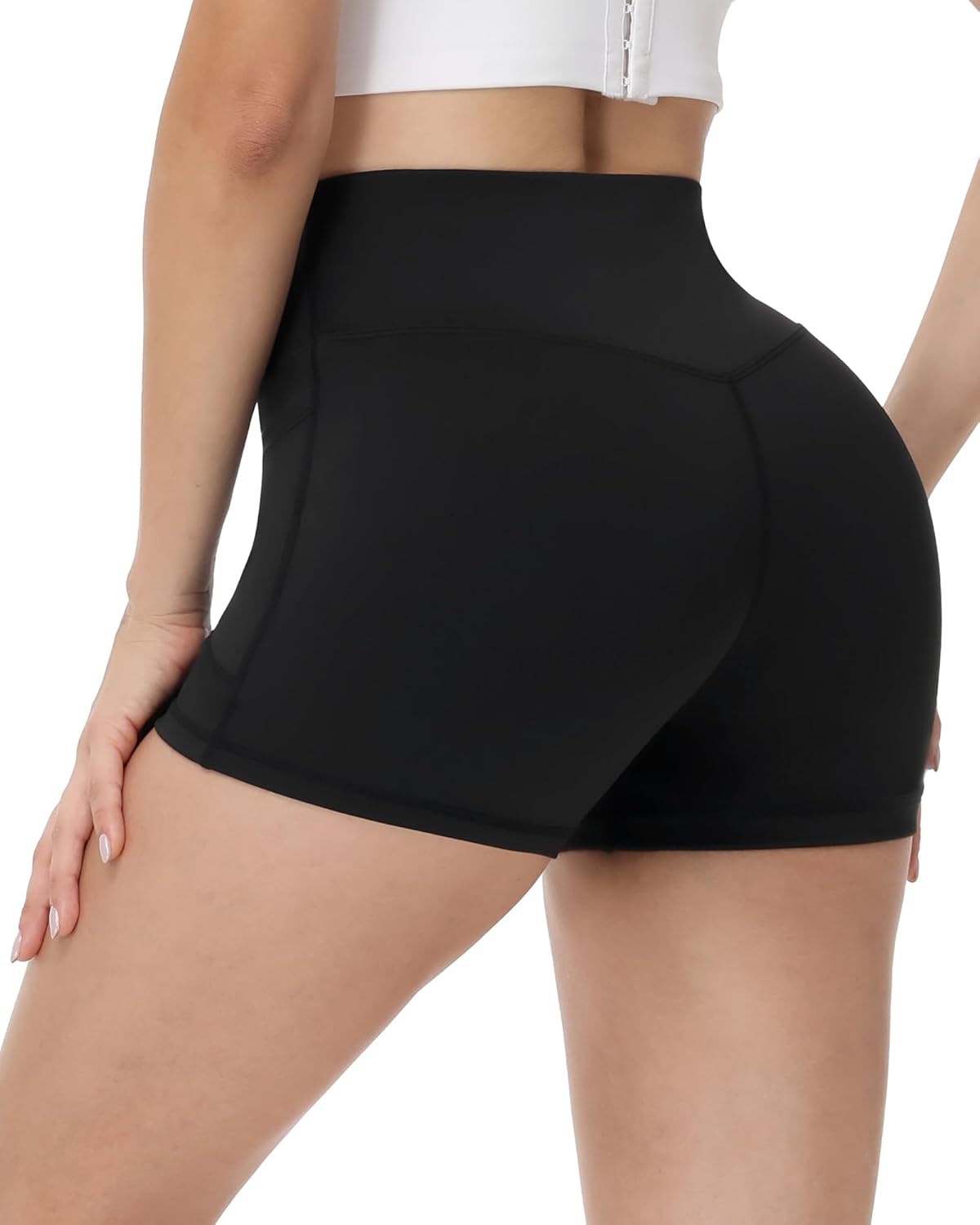 Runhit Biker Shorts for Women - High Waisted Yoga & Workout Spandex with Pockets | 8''/5''/3'' Sizes