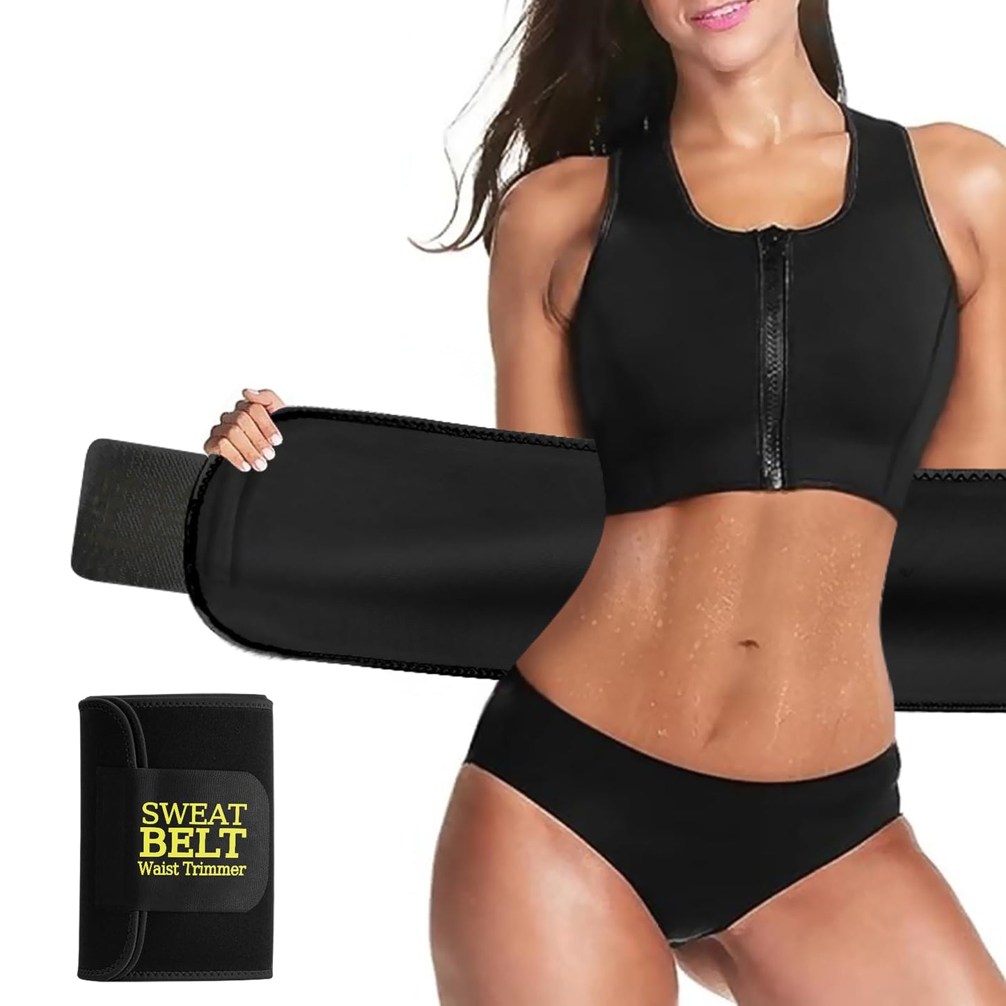 AMZBOSS Waist Trainer for Women Lower Belly Fat, Waist Sweat Band for Women, Belly Band Sweat Belt, Stomach Wrap, Faja Body Shaper (BLACK, X-Large)