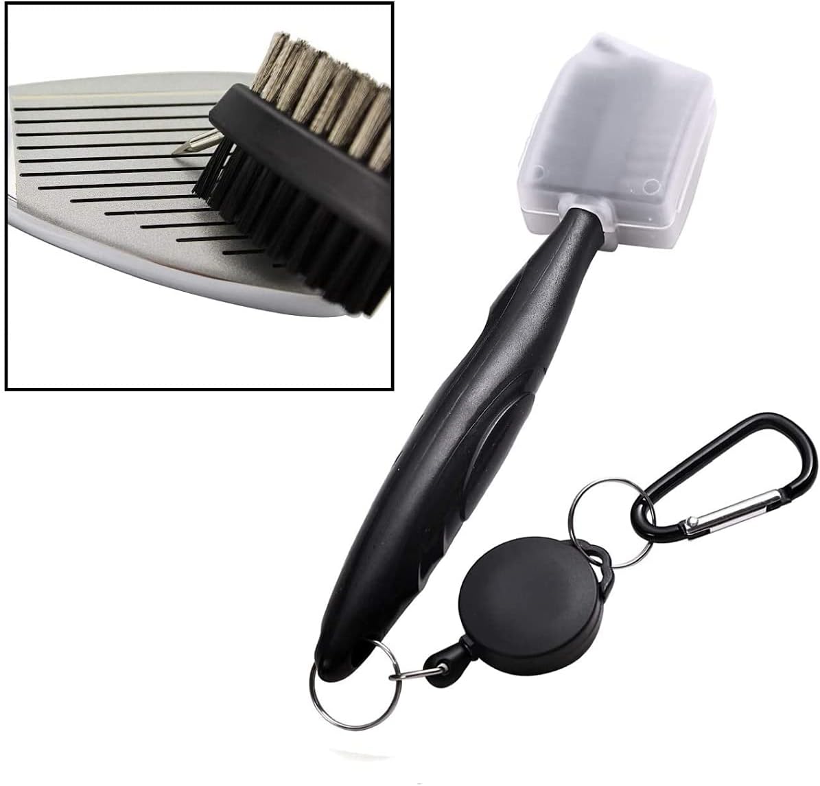NuRich Tiger Golf Club Groove Brush Cleaner - Lightweight Dual Bristle Tool with Retractable Carabiner