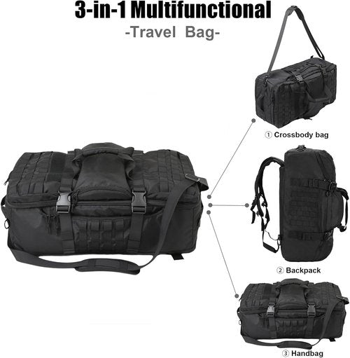 Greencity Travel Duffel Bag - Waterproof Overnight Bag for Men & Women | Available in 30L, 45L, 85L - Black