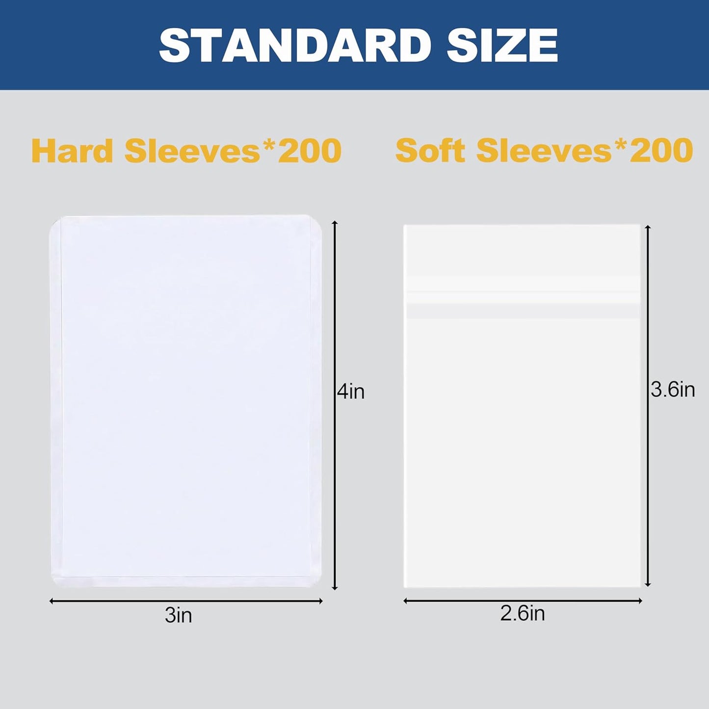 Skiennix 400 Pcs Card Sleeves - Premium Hard & Soft Plastic Trading Card Holders | 3 x 4 Inch Protectors