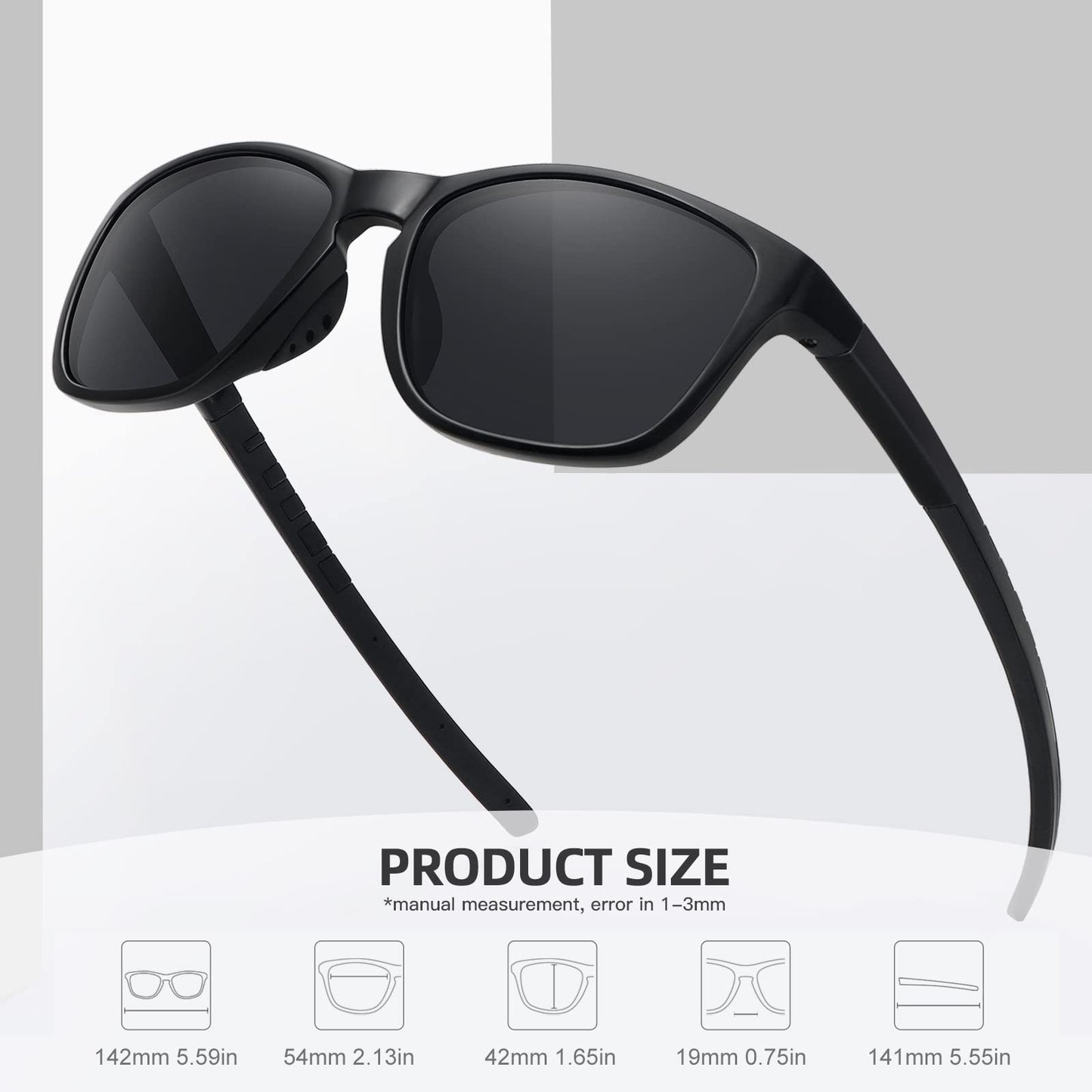 MEETSUN Polarized Sports Sunglasses for Women Men Driving Running Cycling Fishing Sun Glasses UV400 Protection Black Frame-Gray Lens