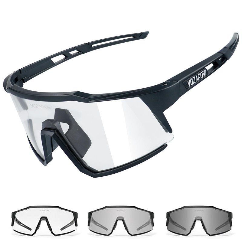 VOZAPOW Photochromic Sports Sunglasses XL for Men Women, TR90 Frame Cycling Glasses for Baseball, Running, Hiking
