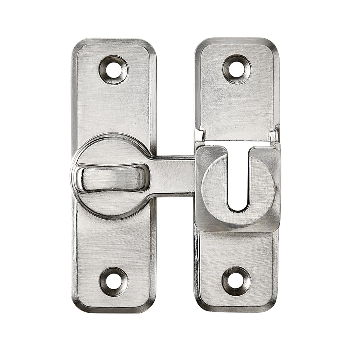 INIRET Silvery Enhanced Security Flip Latch Lock - Heavy-Duty 90/180 Degree Sliding and Swing Door Latch for Barns, Gates, and More