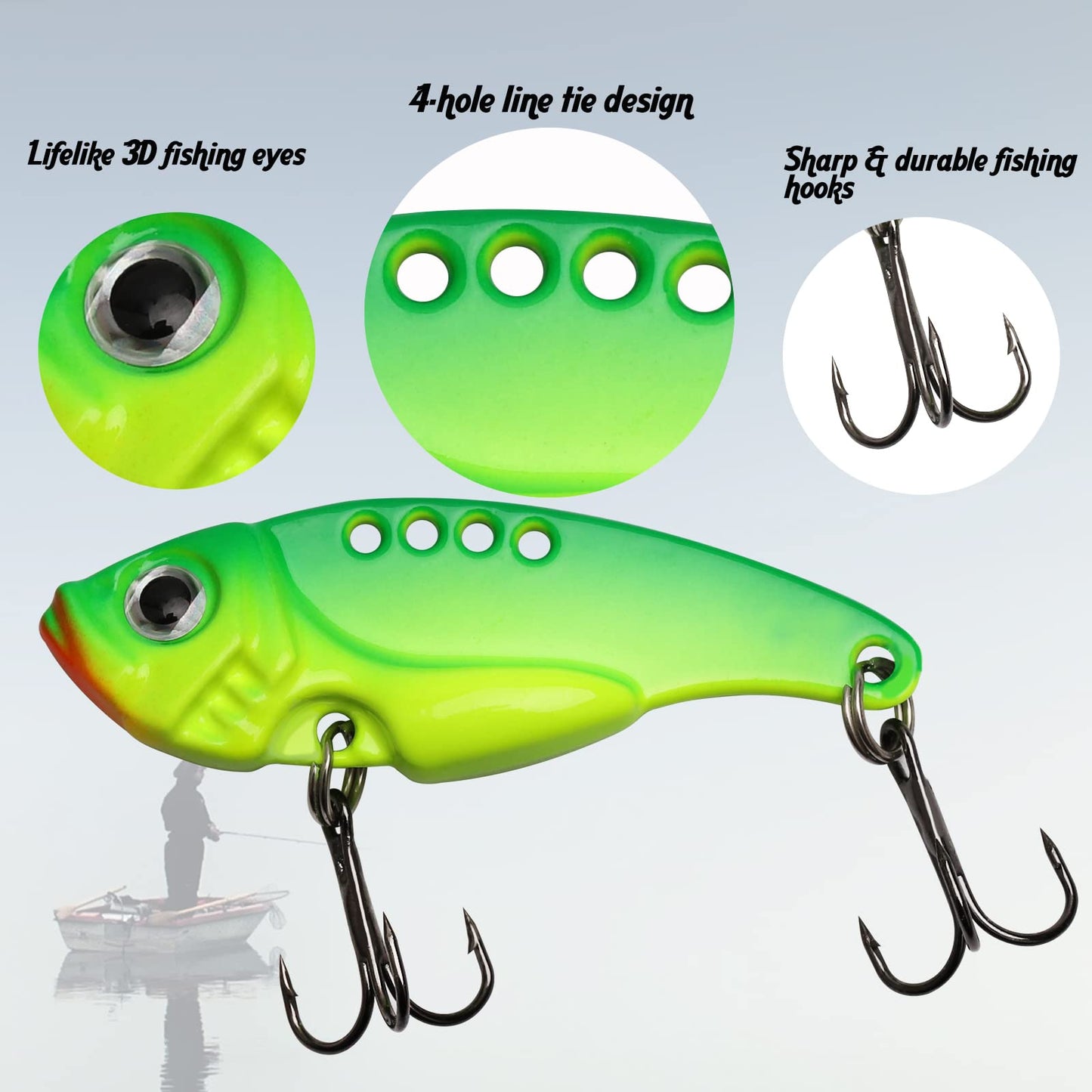 Dovesun 15pcs Blade Bait Fishing Lures Fishing Spoons Lures Fishing Swimbait for Bass, Crappie, Trout Walleye Type 1