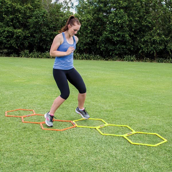 Agility Training Hexagon Rings Set - 12 Speed Training Hurdles with Carry Bag