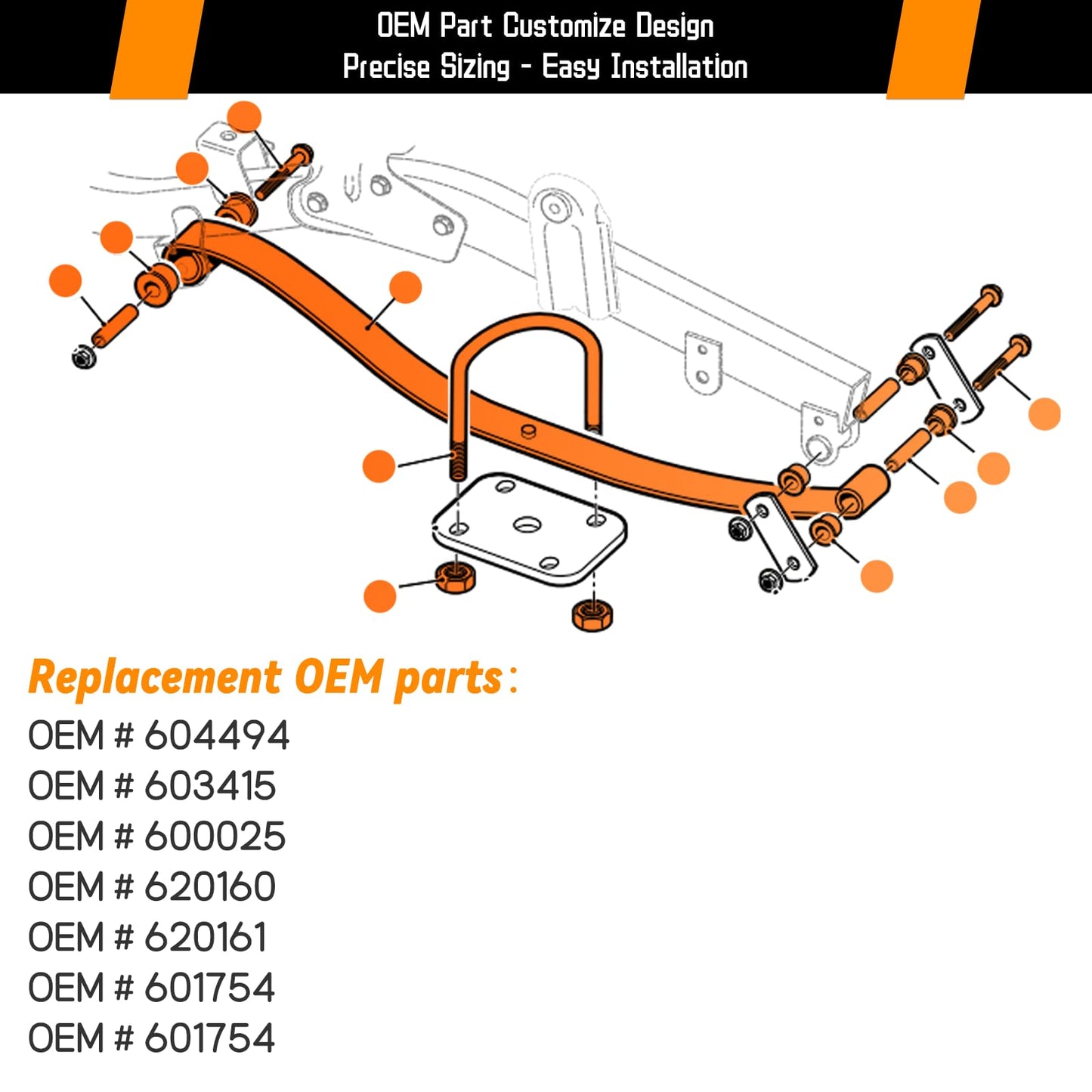 Golf Cart Rear Spring Kit for EZGO RXV 2008-Present, Heavy Duty 2- Leaf Rear Spring Kit with Bushing & Sleeves for E-Z GO RXV Golf Cart 2008 and Up