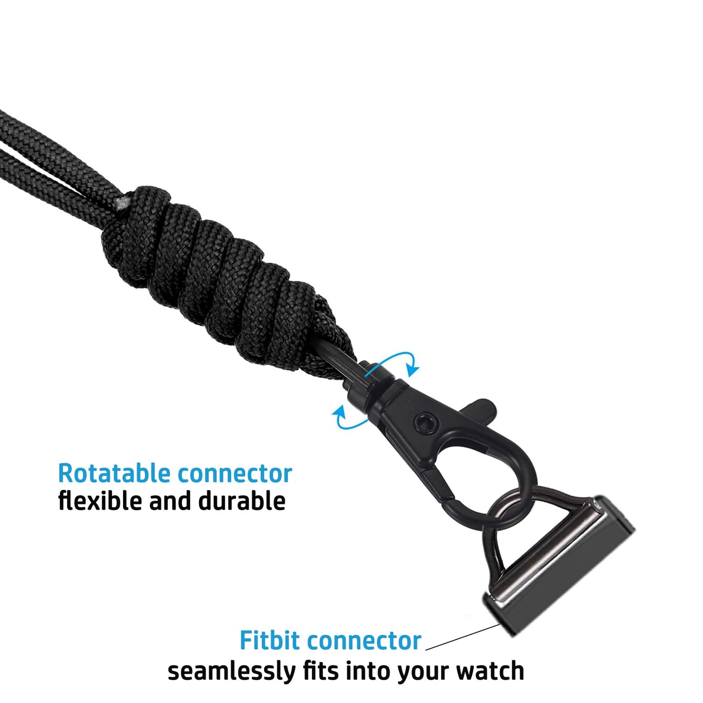 Nylon Necklace Compatible with Fitbit Versa 4/Versa 3/Sense 2/Sense Weave Breathable Necklace Chain Pendent Clip Women Men