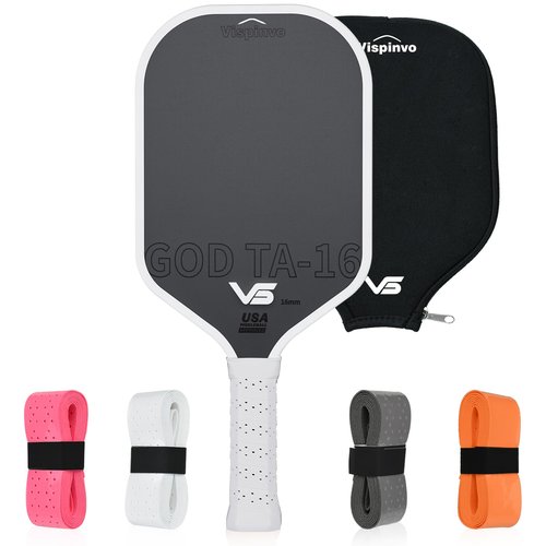 Vispinvo Pickleball Paddle Carbon Fiber USAPA Approved, 16MM T700 Thermoformed Pickleball Paddle with Polypropylene Honeycomb Core, Foam Injected Edges Designed for Ultimate Spin & Consistency(White)
