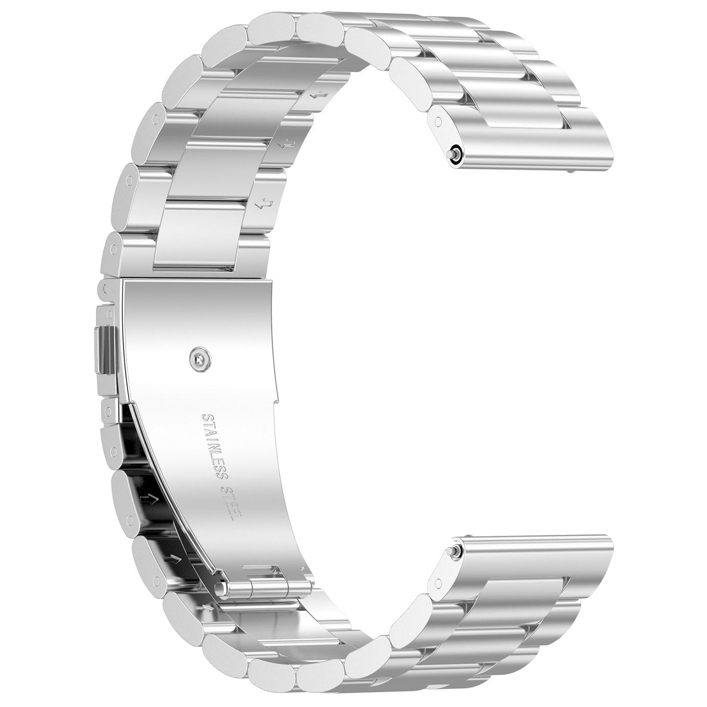 TenCloud Bands Compatible with Amazfit Active Max Active 3 Bip 6 Balance Solid Stainless Steel Strap Women Men Wristband Metal Watch Link Band (Silver)