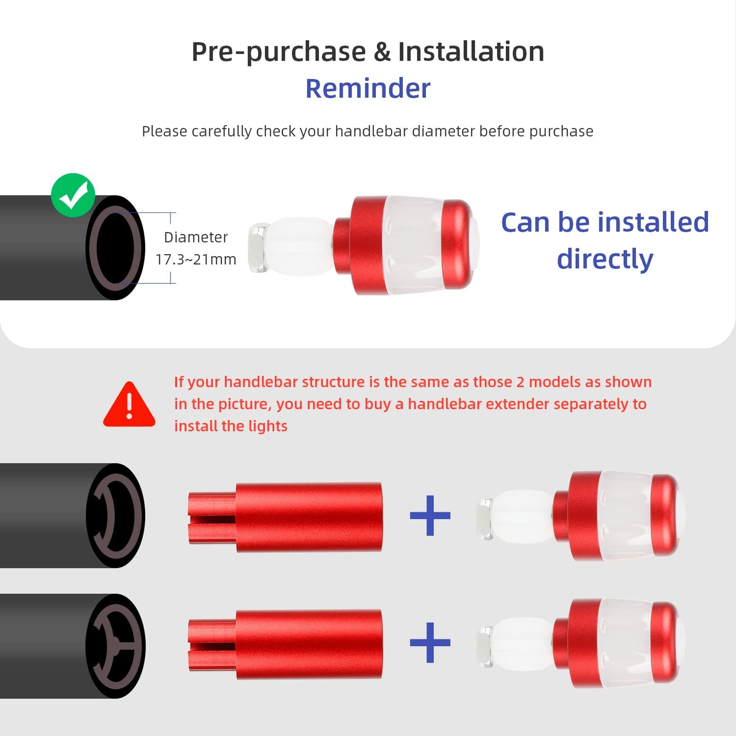ulip Handlebar Grip Light Turning Signals for Bicycle Turn Signals for E-Scooters USB Rechargeable Indicator Lamp Smart Safety Warning Lights 3 Light Modes Red White