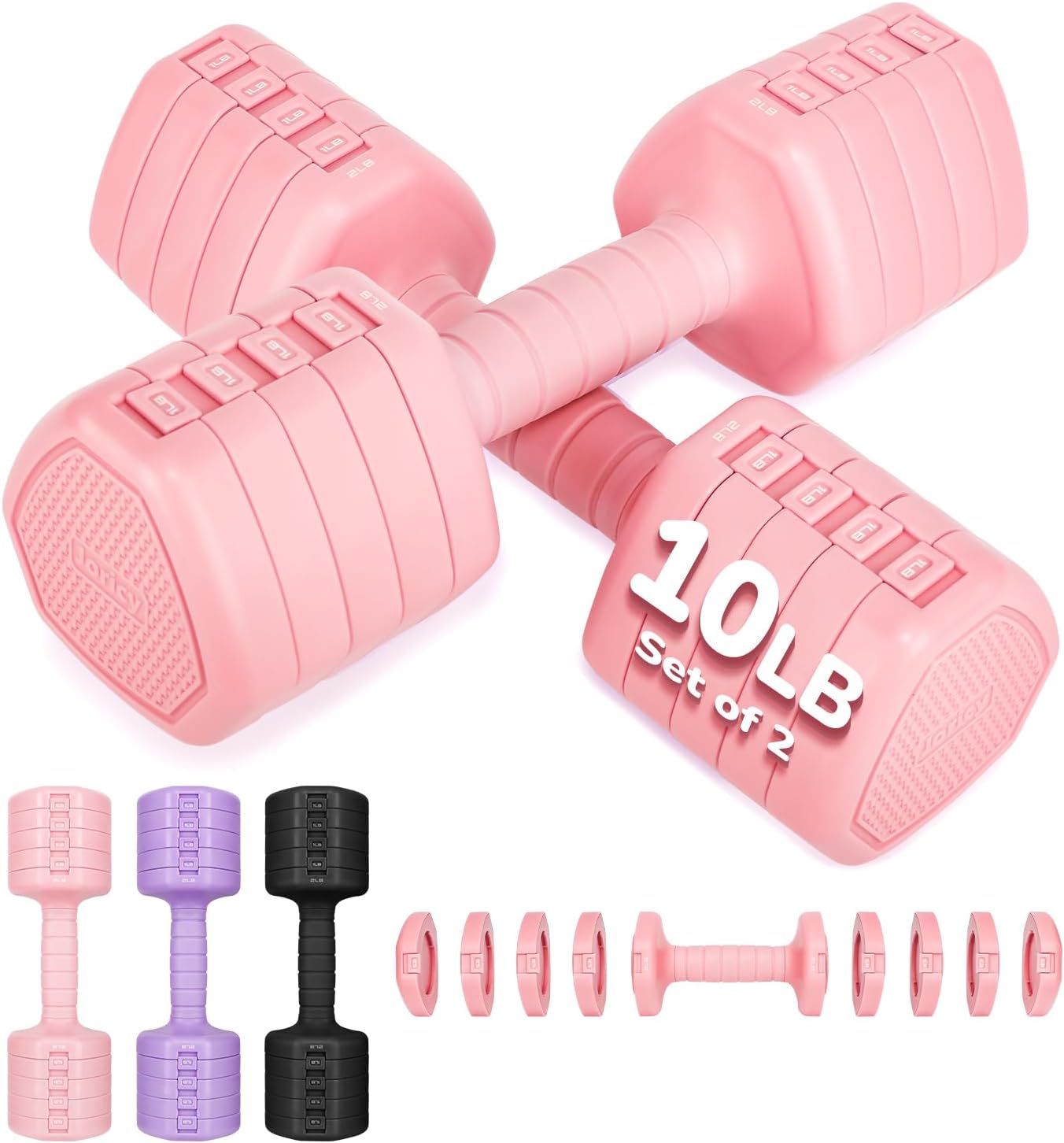 Regine Adjustable Dumbbell Set - 10LBS, 20LBS, 30LBS Hand Weights for Home Gym & Outdoor Workouts