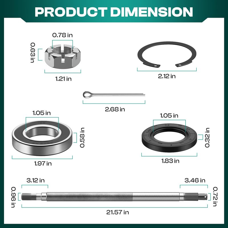 DRIVE UP Golf Cart Rear Axle Shaft with Bearing Seal for 1994.3-2009 EZGO Gas TXT, Medalist, ST, MPT Models, Driver Side EZGO Rear Spline Axle Shaft Kit OEM# 72056G01 72056-G01 26811-G01