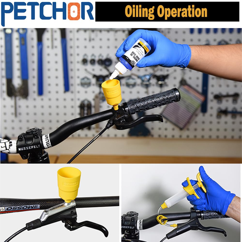 PETCHOR Brake Bleed Kit, Mountain Bike Oil Mineral Brake Change Kit, Hydraulic Disc Brake Bleed Kit Tool, for Shimano TEKTRO MAGURA SRAM MTB Mountain Bike Brake Repair Tools