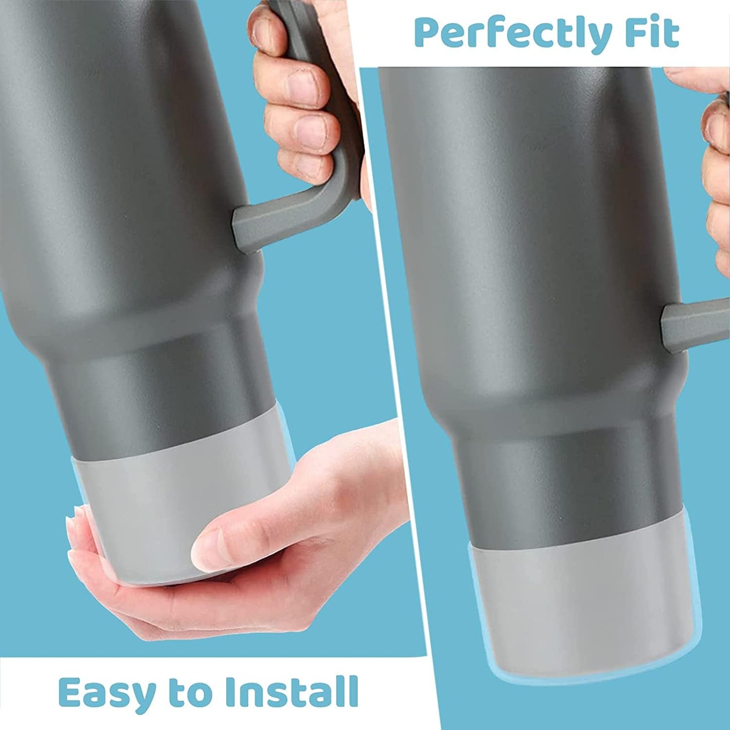 DBIW Silicone Boot for Hydroflask 12 16 18 20 21 24 OZ Water Bottle, Bottom Boots Protector Bumper for 30 40 OZ Stanley Cup, Accessories Anti-slip, Protective Sleeve Tumbler Cover, Black-2 Pack
