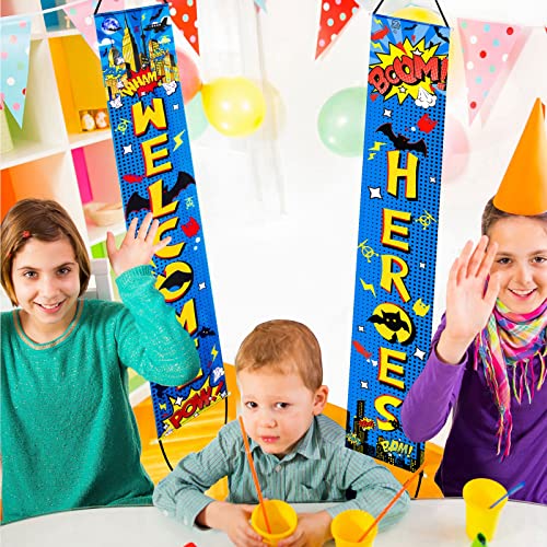 Hero Themed Party Decorations - Welcome Sign & Door Banners