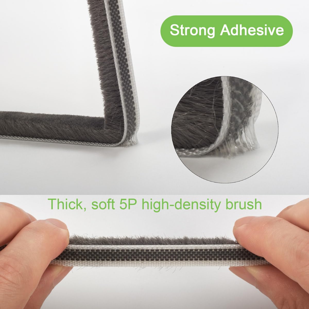 YOCCEK Self-Adhesive Weather Stripping Seal for Doors & Windows – Soundproof Insulation Gap Filler for Sliding, Exterior, Front, and Jamb Frames – 0.35" x 0.35" x 16.5 ft, Gray