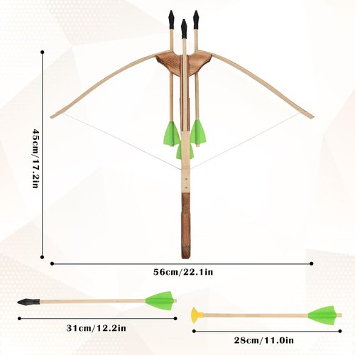 Crossbow Toy Set - Handmade Wooden Arrows & Quiver | Archery Prop for Kids' Costume Play, Green