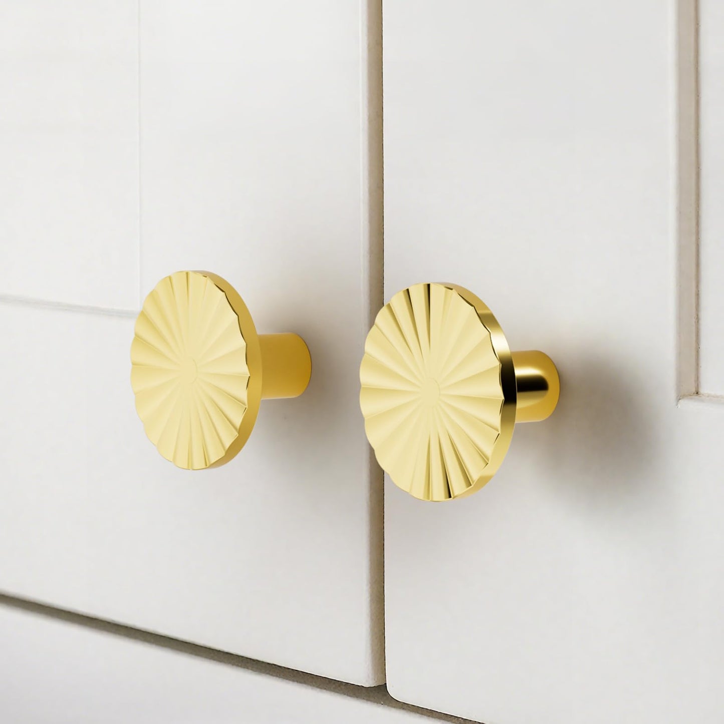 Xisakaca 6 Pack Gold Cabinet Knobs, Round Drawer Pulls Cabinet Door Knobs Kitchen Cupboard Bathroom Dresser Cabinet Hardware Handles