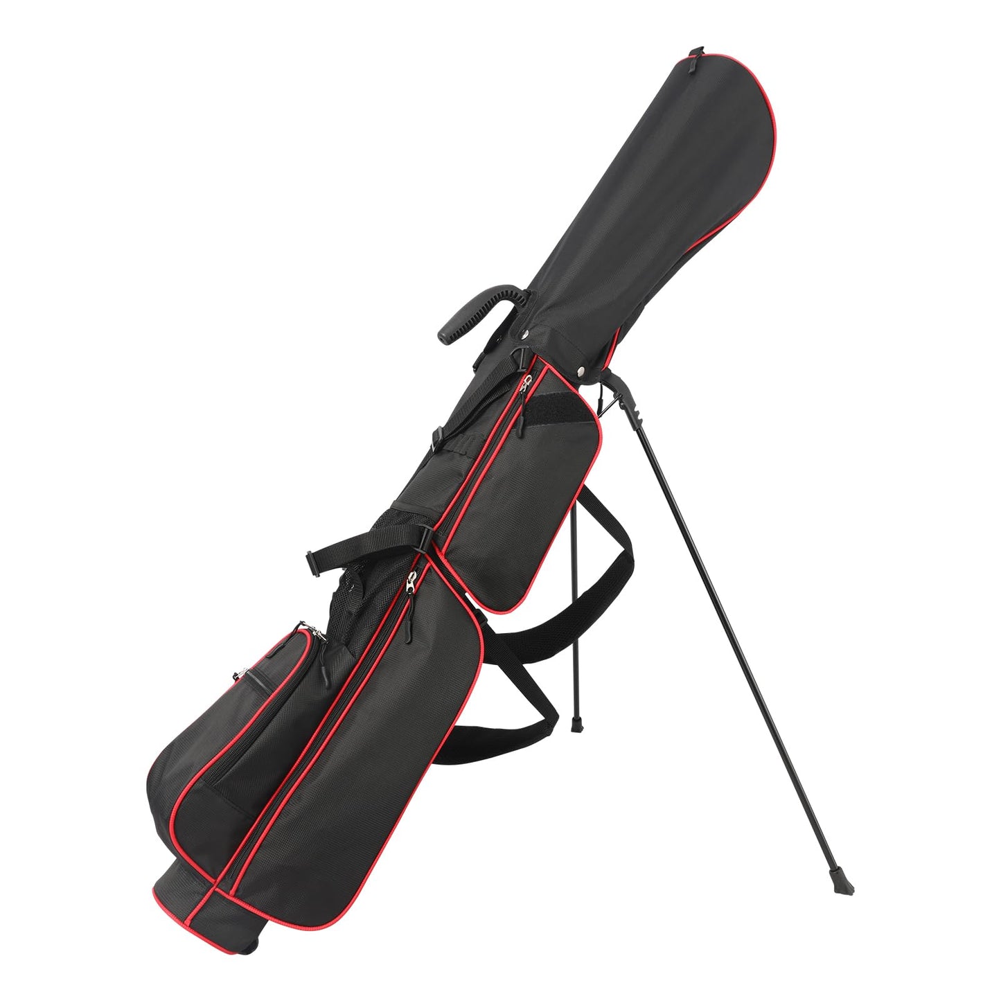 Golf Stand Bag 2 Way Divider，Par 3 Golf Bag with 6 Pockets Holds Up to 7 Clubs Dual Strap Small Golf Bag for Men & Women