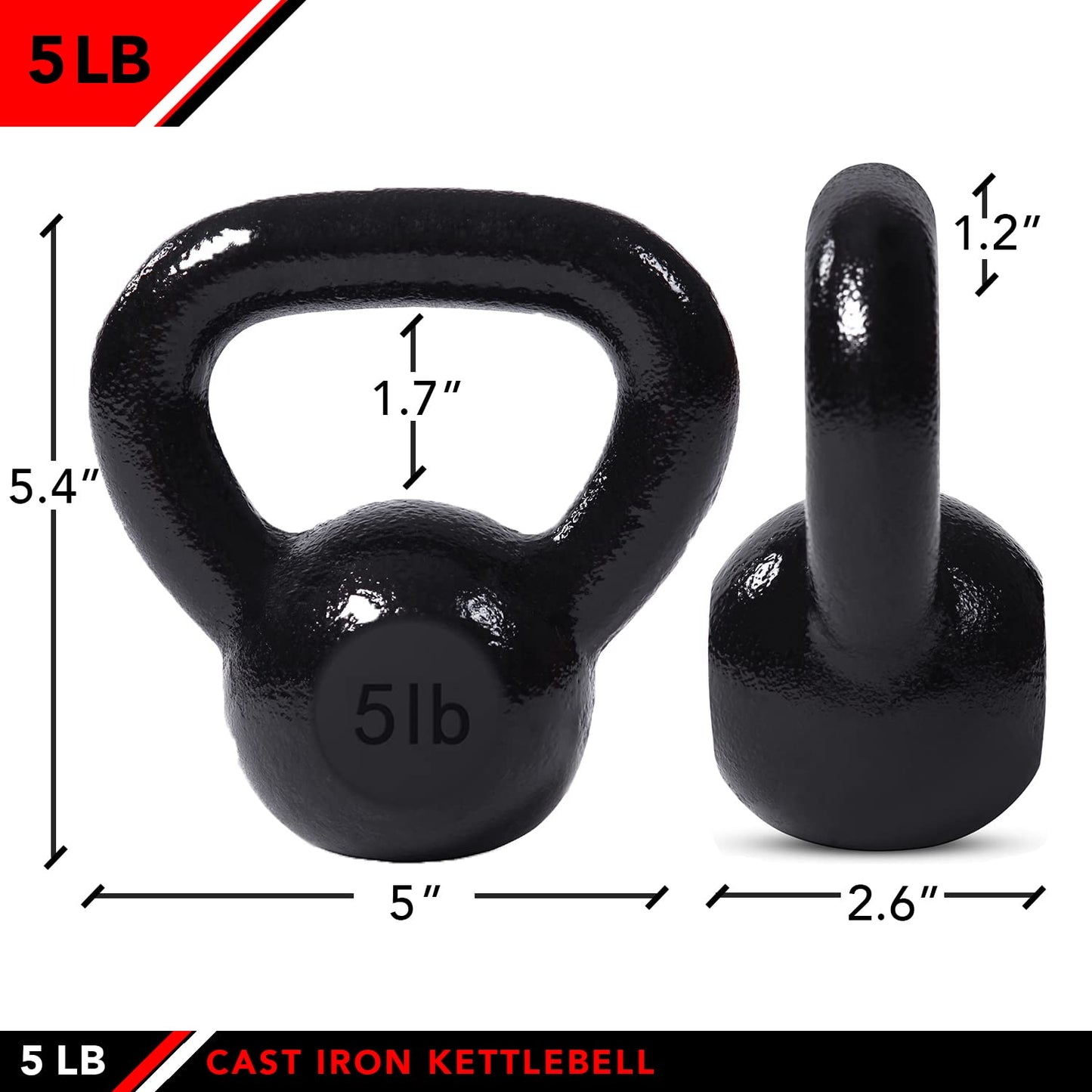 JFIT Cast Iron Kettlebell – Single Weight, Flat Bottom, Polished Handle | Men & Women | CrossFit, Cardio & Strength Training - 25 lbs