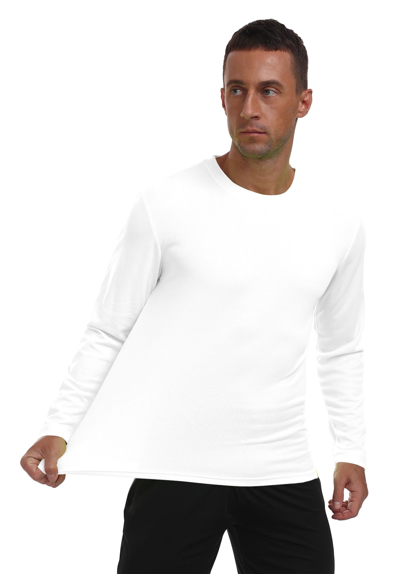 Sun Shirts for Men UPF 50+ SPF Rash Guard Long Sleeve UV Protection Lightweight Quick Dry Fishing Running HH24010 White L