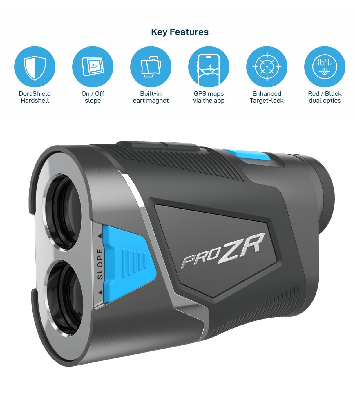 Shot Scope PRO ZR Golf Laser Rangefinder with a DuraShield Hardshell and Cart Magnet