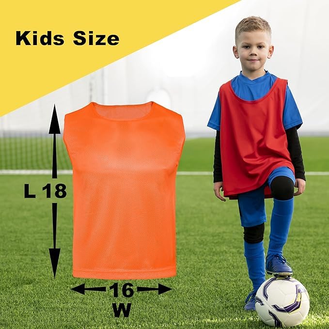 Breathable Youth Soccer Pinnies - Mesh Scrimmage Vests