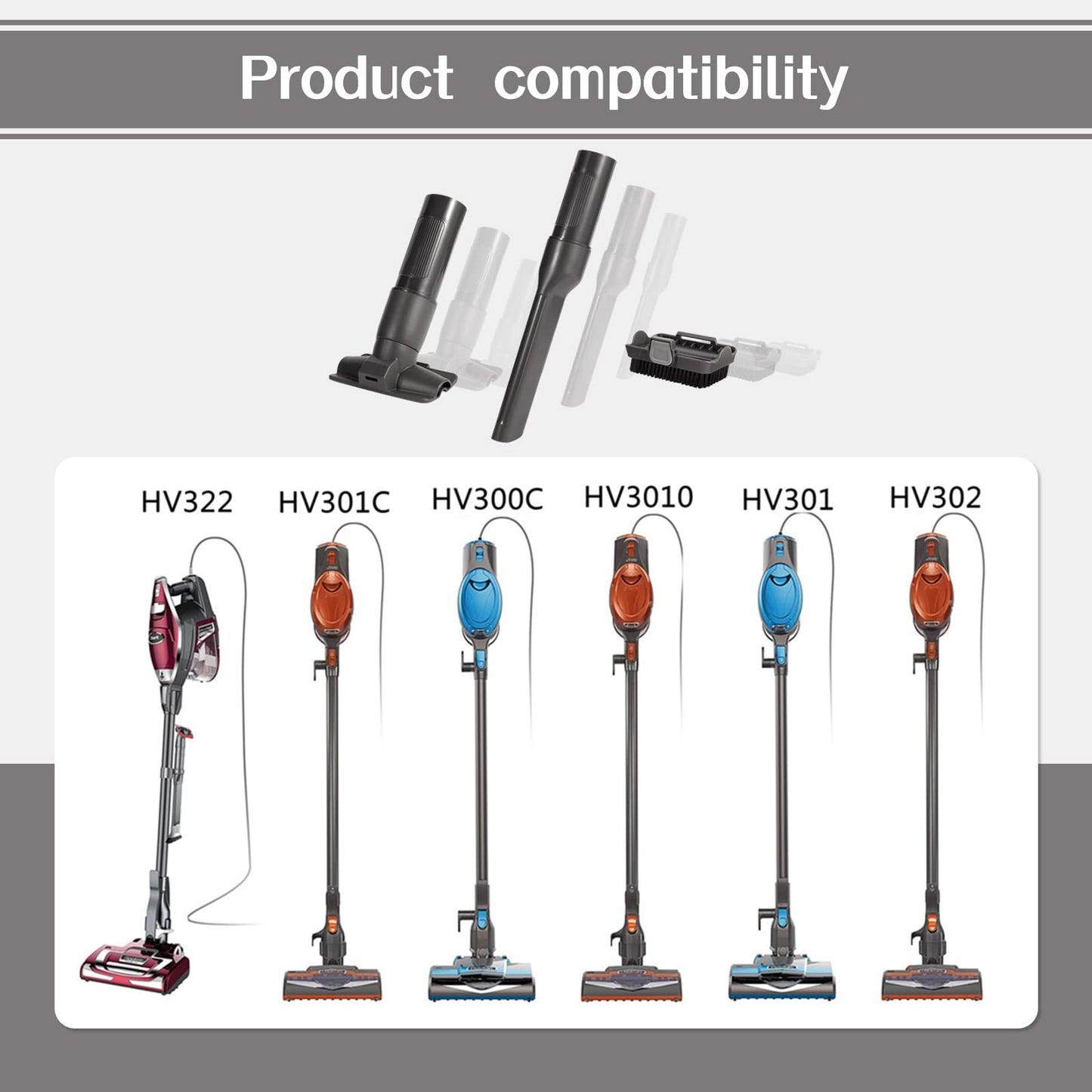 Vacuum Replacement Parts Compatible With Shark Rocket HV300 HV301 HV320 HV322 Series, Rotator NV751 NV752 NV600 NV650 NV680 NV681 Vacuum Accessories two-in-one Removable tool Brush and Slot Brush tool