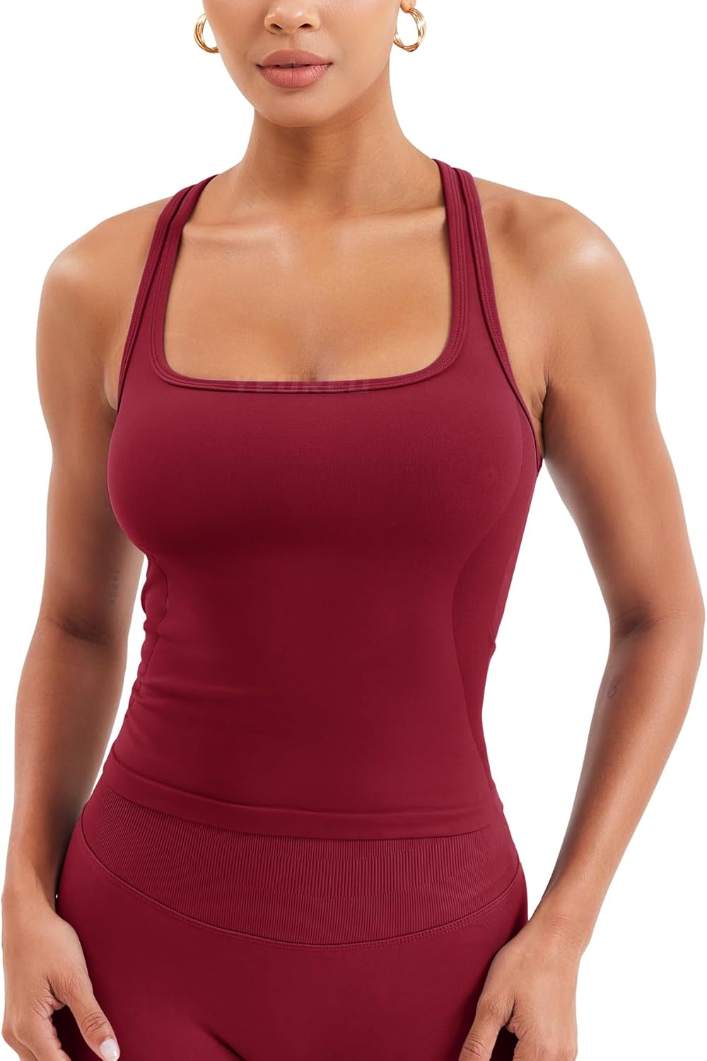 YEOREO Workout Tank Top - Square Neck Sleeveless Camisole for Women | Seamless Racerback Yoga Shirt