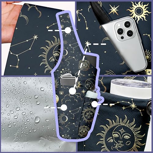 Large Yoga Mat Bag with Wet Dry Pocket & Water Bottle Holder - Sun Moon