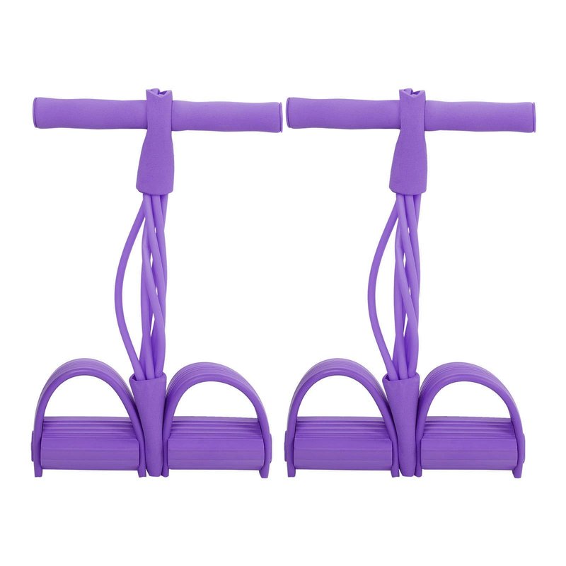 4 Tube Elastic Pull Rope Sit Up Training Pedal Resistance Band Yoga Stretching Fitness Equipment (Purple)