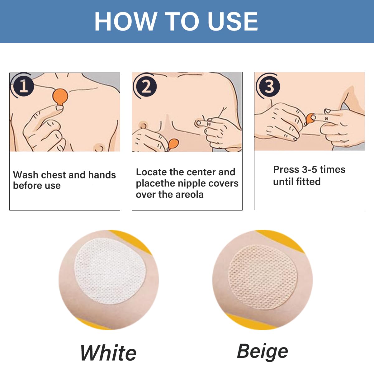 HNZGYB 100Pcs Nipple Covers Sticker Men, Anti-Chafing, Ultra Comfortable, Hypoallergenic Materials, shield Running Gear, Anti Chafe Marathon Essentials Beige