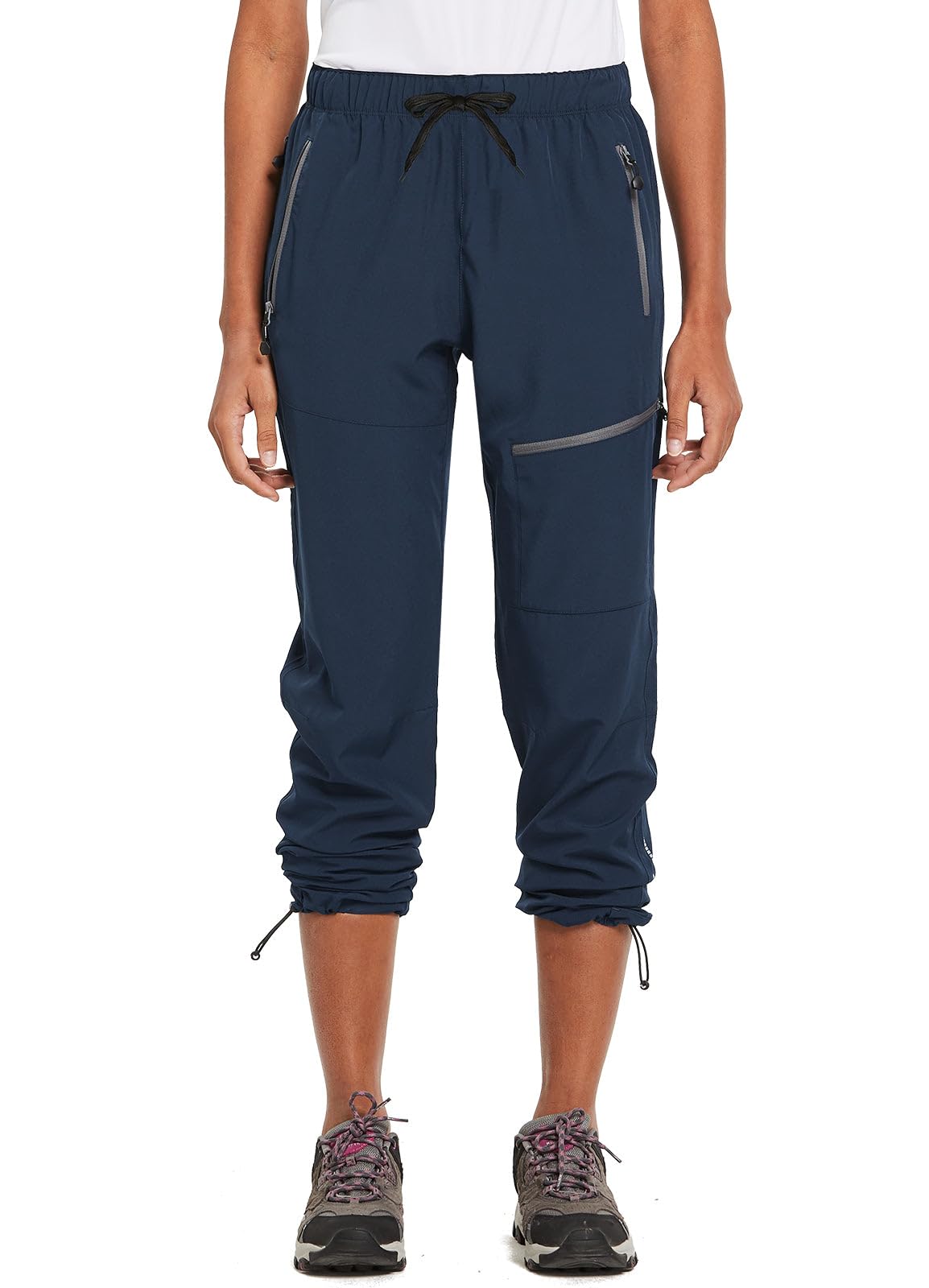 baleaf Travel Pants Women Hiking Long Tall Lightweight Quick Dry Water Resistant Cargo Pants 31'' Trip 31''-Navy Blue L