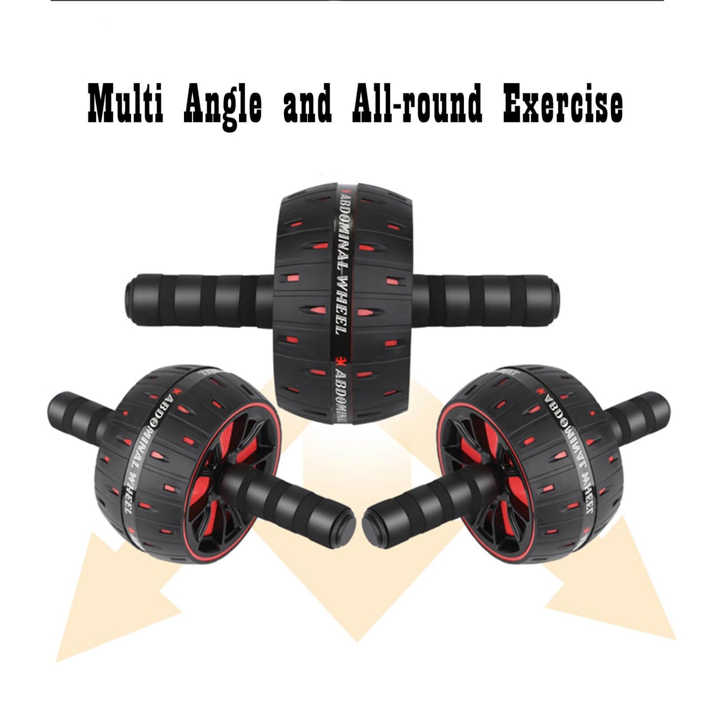 AB Wheel Roller, Exercise Abdominal Wheel Fitness for Gym & Home, Work-out Strength-Training Equipment with Knee Pad, 12"W, Red
