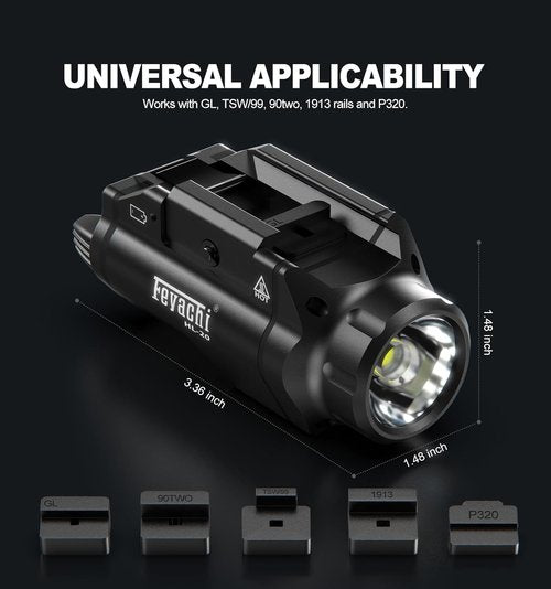 Feyachi HL-20 Pistol Light - 1500 Lumen LED Tactical Flashlight for Handguns | Compact Rail-Mounted, Black
