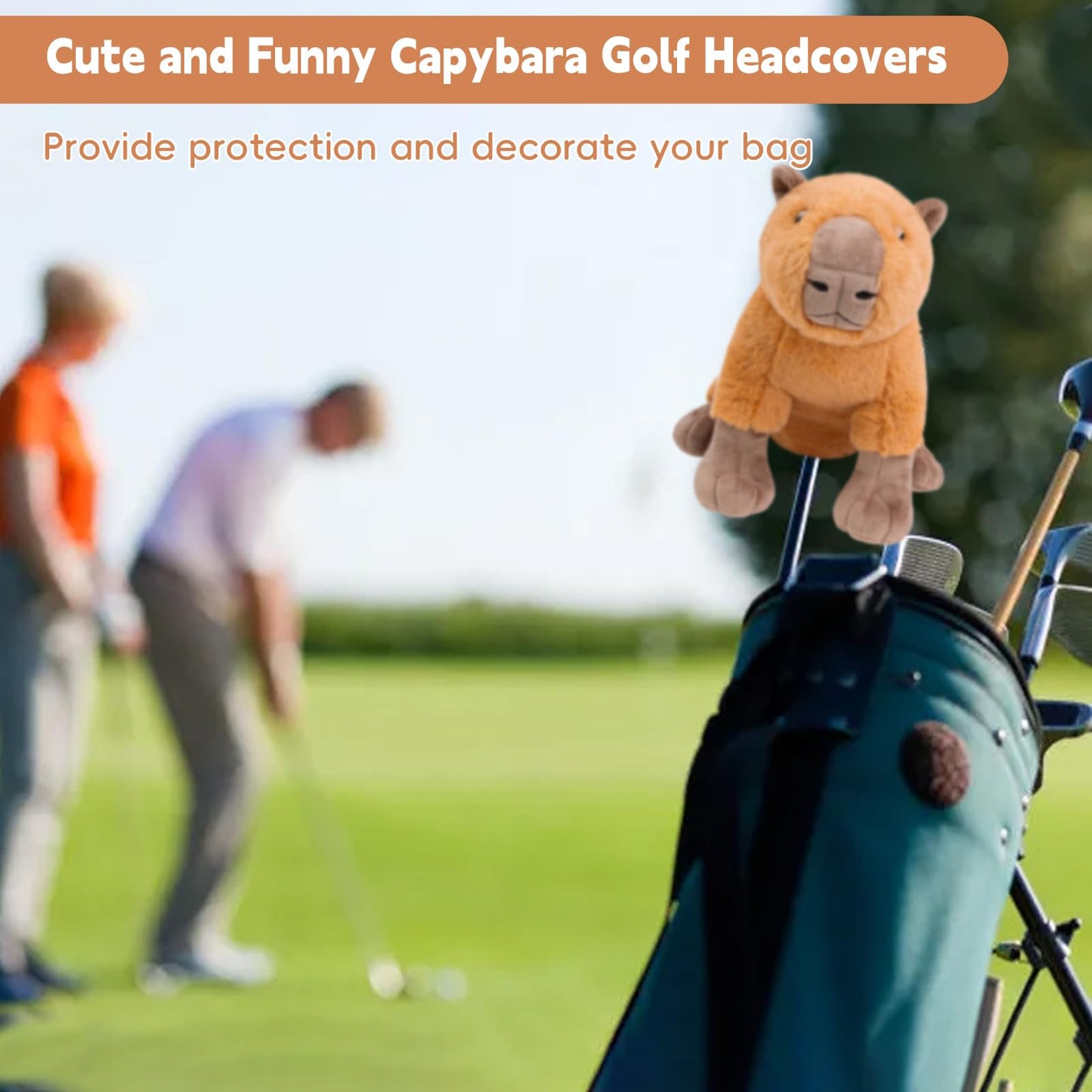 Funny Capybara Golf Headcover, Animals Plush Golf Club Head Covers, Small Size Fits Hybird and Irons, Large Size Fits Standard 461cc Driver Head
